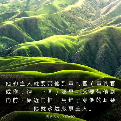 Picture 03 - 出 埃 及 记 21:6 CUVS - 他 的 主 人 就 要 带 他 到 审 判 官 - Bible Verse Picture
