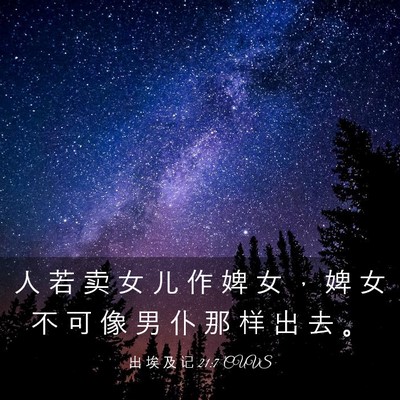 Picture 03 - 出 埃 及 记 21:7 CUVS - 人 若 卖 女 儿 作 婢 女 ， 婢 女 不 - Bible Verse Picture