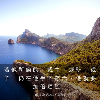 Picture 03 - 出 埃 及 记 22:4 CUVS - 若 他 所 偷 的 ， 或 牛 ， 或 驴 ， - Bible Verse Picture