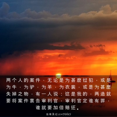 Picture 03 - 出 埃 及 记 22:9 CUVS - 两 个 人 的 案 件 ， 无 论 是 为 甚 - Bible Verse Picture