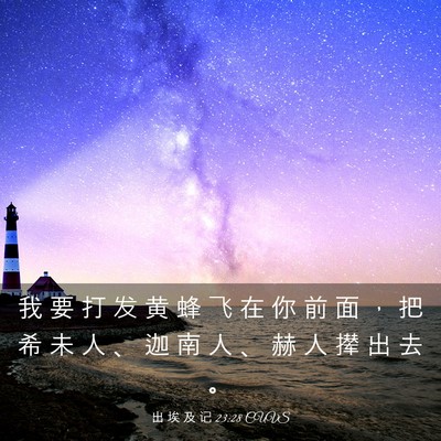 Picture 03 - 出 埃 及 记 23:28 CUVS - 我 要 打 发 黄 蜂 飞 在 你 前 面 ， - Bible Verse Picture