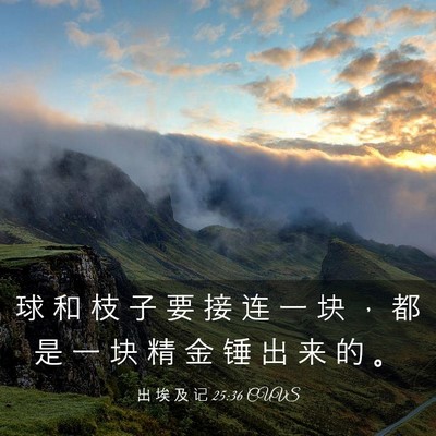 Picture 03 - 出 埃 及 记 25:36 CUVS - 球 和 枝 子 要 接 连 一 块 ， 都 是 - Bible Verse Picture