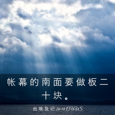 Picture 03 - 出 埃 及 记 26:18 CUVS - 帐 幕 的 南 面 要 做 板 二 十 块 - Bible Verse Picture