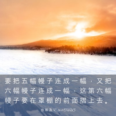 Picture 03 - 出 埃 及 记 26:9 CUVS - 要 把 五 幅 幔 子 连 成 一 幅 ， 又 - Bible Verse Picture