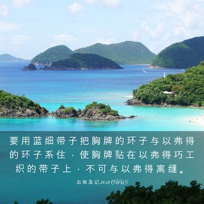 Picture 03 - 出 埃 及 记 28:28 CUVS - 要 用 蓝 细 带 子 把 胸 牌 的 环 子 - Bible Verse Picture
