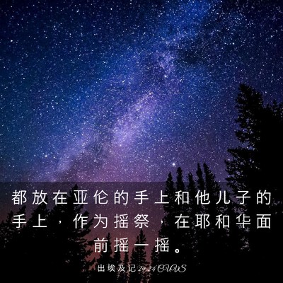 Picture 03 - 出 埃 及 记 29:24 CUVS - 都 放 在 亚 伦 的 手 上 和 他 儿 子 - Bible Verse Picture