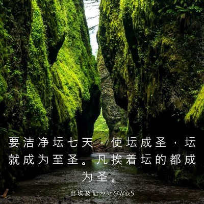 Picture 03 - 出 埃 及 记 29:37 CUVS - 要 洁 净 坛 七 天 ， 使 坛 成 圣 ， - Bible Verse Picture