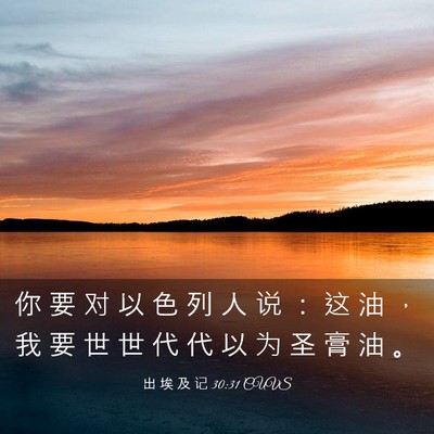 Picture 03 - 出 埃 及 记 30:31 CUVS - 你 要 对 以 色 列 人 说 ： 这 油 ， - Bible Verse Picture