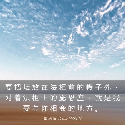 Picture 03 - 出 埃 及 记 30:6 CUVS - 要 把 坛 放 在 法 柜 前 的 幔 子 外 - Bible Verse Picture
