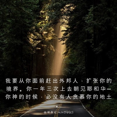 Picture 03 - 出 埃 及 记 34:24 CUVS - 我 要 从 你 面 前 赶 出 外 邦 人 ， - Bible Verse Picture