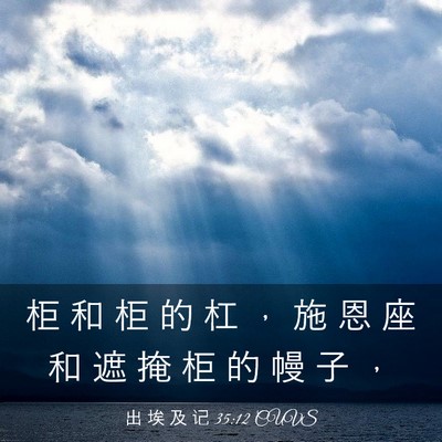Picture 03 - 出 埃 及 记 35:12 CUVS - 柜 和 柜 的 杠 ， 施 恩 座 和 遮 掩 - Bible Verse Picture