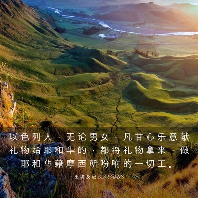 Picture 03 - 出 埃 及 记 35:29 CUVS - 以 色 列 人 ， 无 论 男 女 ， 凡 甘 - Bible Verse Picture