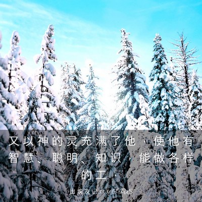 Picture 03 - 出 埃 及 记 35:31 CUVS - 又 以 神 的 灵 充 满 了 他 ， 使 他 - Bible Verse Picture