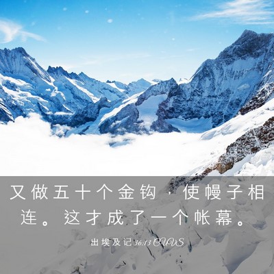 Picture 03 - 出 埃 及 记 36:13 CUVS - 又 做 五 十 个 金 钩 ， 使 幔 子 相 - Bible Verse Picture