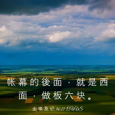 Picture 03 - 出 埃 及 记 36:27 CUVS - 帐 幕 的 後 面 ， 就 是 西 面 ， 做 - Bible Verse Picture