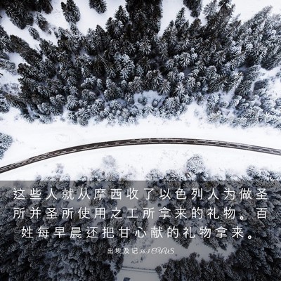 Picture 03 - 出 埃 及 记 36:3 CUVS - 这 些 人 就 从 摩 西 收 了 以 色 列 - Bible Verse Picture