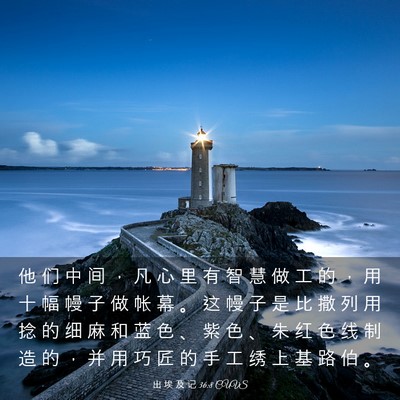 Picture 03 - 出 埃 及 记 36:8 CUVS - 他 们 中 间 ， 凡 心 里 有 智 慧 做 - Bible Verse Picture