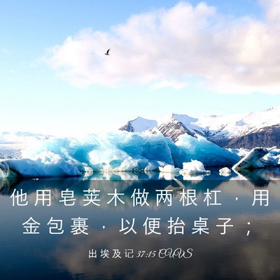 Picture 03 - 出 埃 及 记 37:15 CUVS - 他 用 皂 荚 木 做 两 根 杠 ， 用 金 - Bible Verse Picture