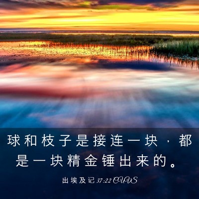 Picture 03 - 出 埃 及 记 37:22 CUVS - 球 和 枝 子 是 接 连 一 块 ， 都 是 - Bible Verse Picture