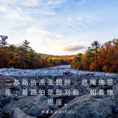 Picture 03 - 出 埃 及 记 37:9 CUVS - 二 基 路 伯 高 张 翅 膀 ， 遮 掩 施 - Bible Verse Picture
