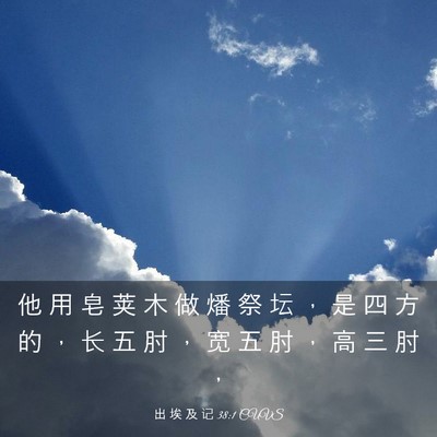 Picture 03 - 出 埃 及 记 38:1 CUVS - 他 用 皂 荚 木 做 燔 祭 坛 ， 是 四 - Bible Verse Picture