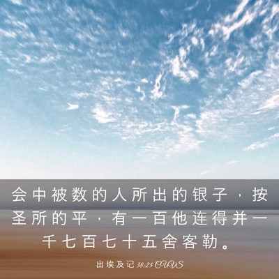 Picture 03 - 出 埃 及 记 38:25 CUVS - 会 中 被 数 的 人 所 出 的 银 子 ， - Bible Verse Picture