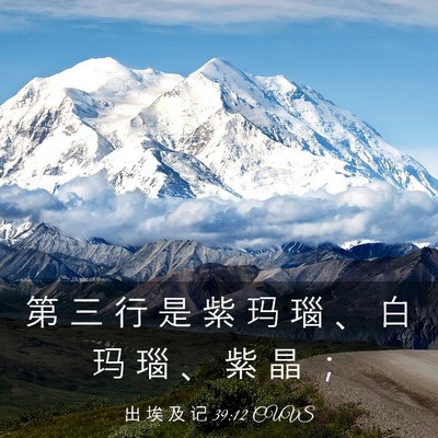 Picture 03 - 出 埃 及 记 39:12 CUVS - 第 三 行 是 紫 玛 瑙 、 白 玛 瑙 、 - Bible Verse Picture