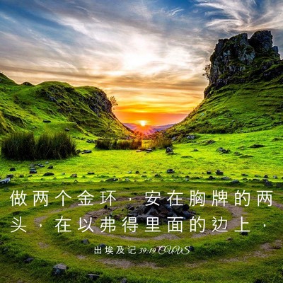 Picture 03 - 出 埃 及 记 39:19 CUVS - 做 两 个 金 环 ， 安 在 胸 牌 的 两 - Bible Verse Picture