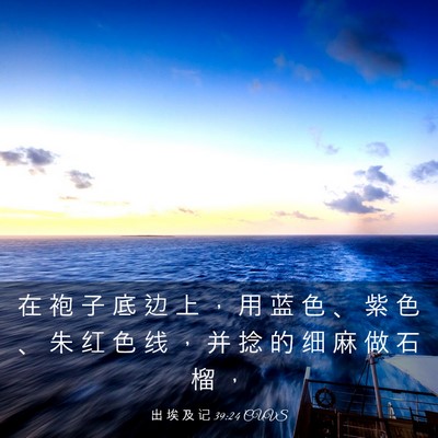 Picture 03 - 出 埃 及 记 39:24 CUVS - 在 袍 子 底 边 上 ， 用 蓝 色 、 紫 - Bible Verse Picture