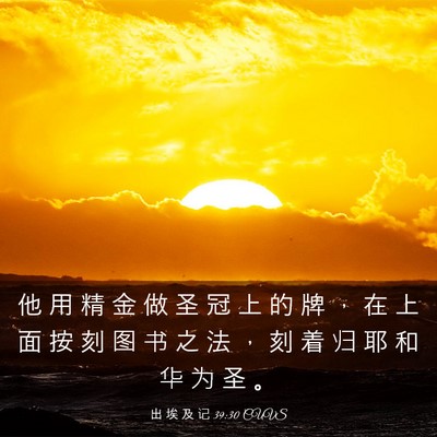 Picture 03 - 出 埃 及 记 39:30 CUVS - 他 用 精 金 做 圣 冠 上 的 牌 ， 在 - Bible Verse Picture