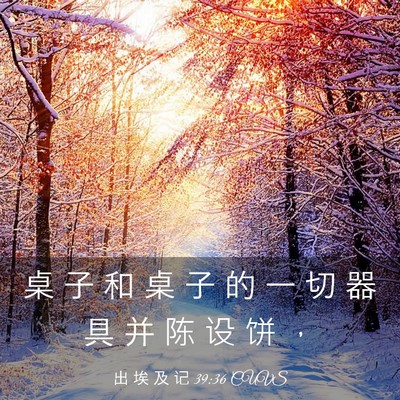 Picture 03 - 出 埃 及 记 39:36 CUVS - 桌 子 和 桌 子 的 一 切 器 具 并 陈 - Bible Verse Picture