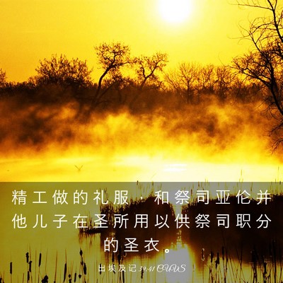 Picture 03 - 出 埃 及 记 39:41 CUVS - 精 工 做 的 礼 服 ， 和 祭 司 亚 伦 - Bible Verse Picture