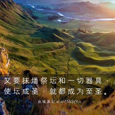 Picture 03 - 出 埃 及 记 40:10 CUVS - 又 要 抹 燔 祭 坛 和 一 切 器 具 ， - Bible Verse Picture