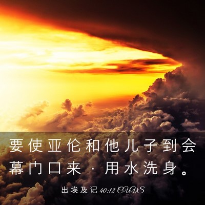 Picture 03 - 出 埃 及 记 40:12 CUVS - 要 使 亚 伦 和 他 儿 子 到 会 幕 门 - Bible Verse Picture