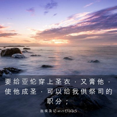 Picture 03 - 出 埃 及 记 40:13 CUVS - 要 给 亚 伦 穿 上 圣 衣 ， 又 膏 他 - Bible Verse Picture
