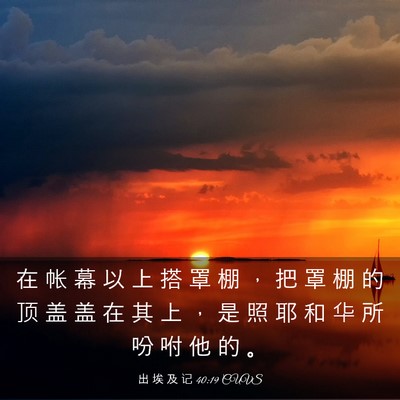 Picture 03 - 出 埃 及 记 40:19 CUVS - 在 帐 幕 以 上 搭 罩 棚 ， 把 罩 棚 - Bible Verse Picture