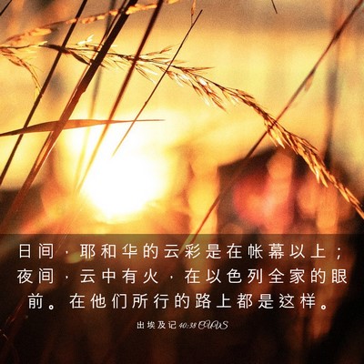 Picture 03 - 出 埃 及 记 40:38 CUVS - 日 间 ， 耶 和 华 的 云 彩 是 在 帐 - Bible Verse Picture