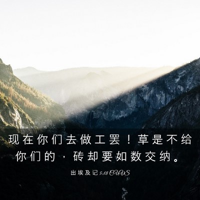 Picture 03 - 出 埃 及 记 5:18 CUVS - 现 在 你 们 去 做 工 罢 ！ 草 是 不 - Bible Verse Picture
