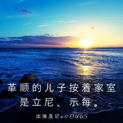 Picture 03 - 出 埃 及 记 6:17 CUVS - 革 顺 的 儿 子 按 着 家 室 是 立 尼 - Bible Verse Picture