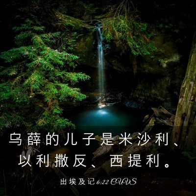 Picture 03 - 出 埃 及 记 6:22 CUVS - 乌 薛 的 儿 子 是 米 沙 利 、 以 利 - Bible Verse Picture