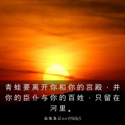 Picture 03 - 出 埃 及 记 8:11 CUVS - 青 蛙 要 离 开 你 和 你 的 宫 殿 ， - Bible Verse Picture