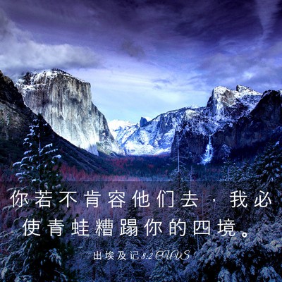 Picture 03 - 出 埃 及 记 8:2 CUVS - 你 若 不 肯 容 他 们 去 ， 我 必 使 - Bible Verse Picture