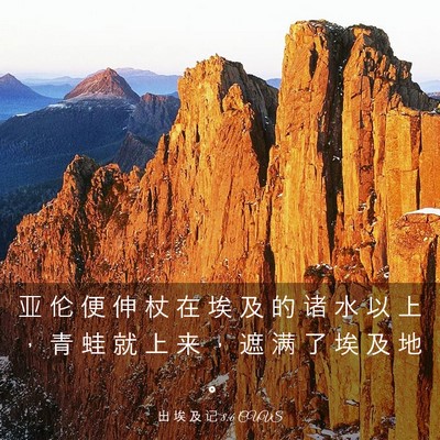 Picture 03 - 出 埃 及 记 8:6 CUVS - 亚 伦 便 伸 杖 在 埃 及 的 诸 水 以 - Bible Verse Picture