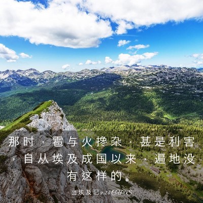 Picture 03 - 出 埃 及 记 9:24 CUVS - 那 时 ， 雹 与 火 搀 杂 ， 甚 是 利 - Bible Verse Picture