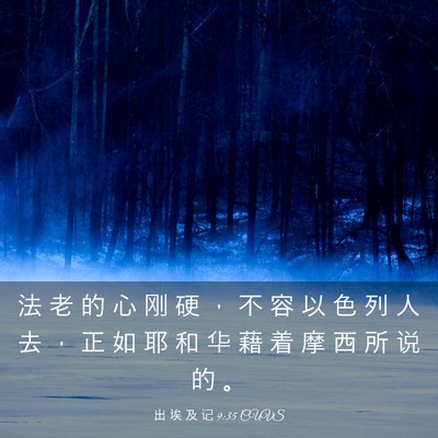 Picture 03 - 出 埃 及 记 9:35 CUVS - 法 老 的 心 刚 硬 ， 不 容 以 色 列 - Bible Verse Picture