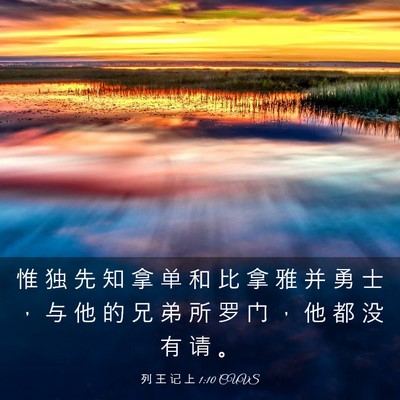 Picture 03 - 列 王 记 上 1:10 CUVS - 惟 独 先 知 拿 单 和 比 拿 雅 并 勇 - Bible Verse Picture