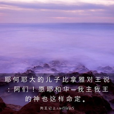 Picture 03 - 列 王 记 上 1:36 CUVS - 耶 何 耶 大 的 儿 子 比 拿 雅 对 王 - Bible Verse Picture