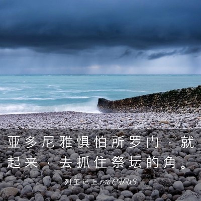 Picture 03 - 列 王 记 上 1:50 CUVS - 亚 多 尼 雅 惧 怕 所 罗 门 ， 就 起 - Bible Verse Picture