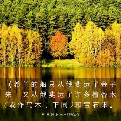 Picture 03 - 列 王 记 上 10:11 CUVS - 〈 希 兰 的 船 只 从 俄 斐 运 了 金 - Bible Verse Picture