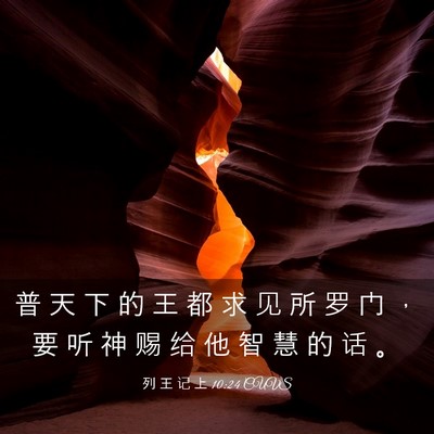 Picture 03 - 列 王 记 上 10:24 CUVS - 普 天 下 的 王 都 求 见 所 罗 门 ， - Bible Verse Picture